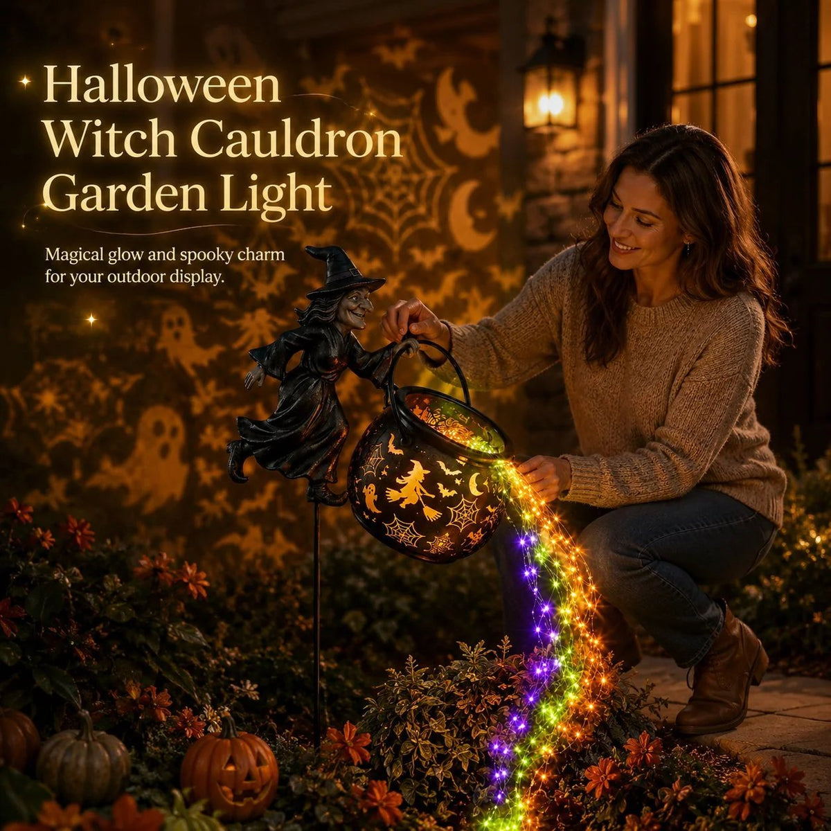 🔥HOT SALE 49% OFF🎃Halloween Witch Cauldron Garden Light
