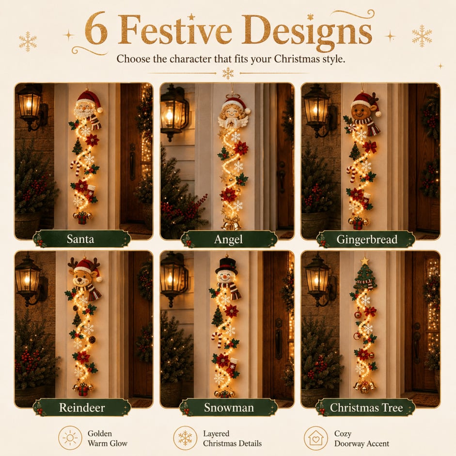 ⏳ HOT SALE 49% OFF – 🎅MerryCascadeTM Glowing Christmas Door Hanger