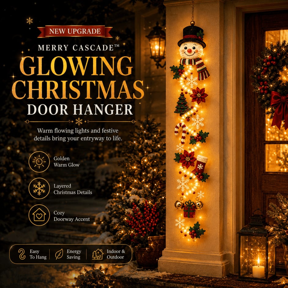 ⏳ HOT SALE 49% OFF – 🎅MerryCascadeTM Glowing Christmas Door Hanger
