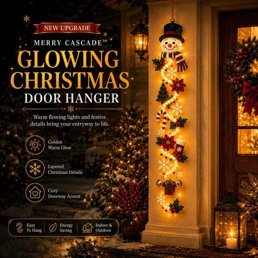 ⏳ HOT SALE 49% OFF – 🎅MerryCascadeTM Glowing Christmas Door Hanger