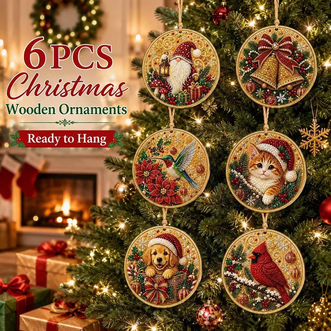 🎄🦌 6-Pack Christmas Diamond Painting Ornament Kit | Make Beautiful Hand‐Made Decorations🎁