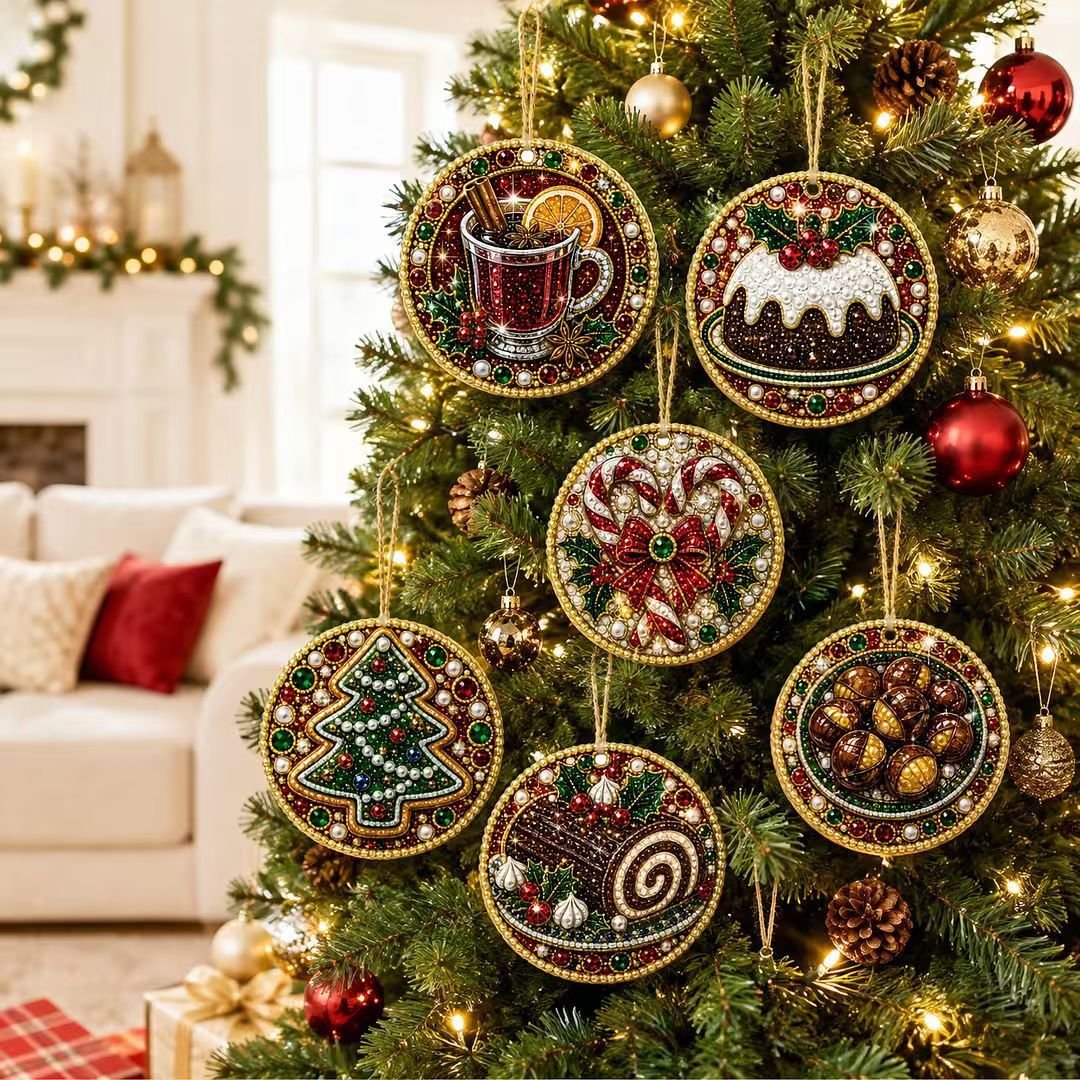 🎄🦌 6-Pack Christmas Diamond Painting Ornament Kit | Make Beautiful Hand‐Made Decorations🎁